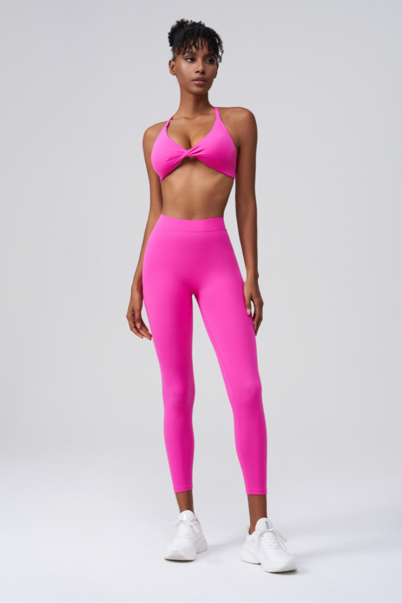 Women’s Sports Set:Bra & Pleated Bottocks Lift Leggings