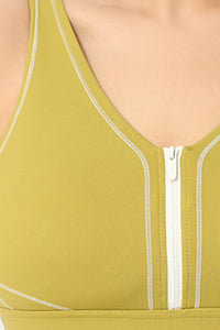 Plus Size Women's Color-Block Front Zipper Sports Bra