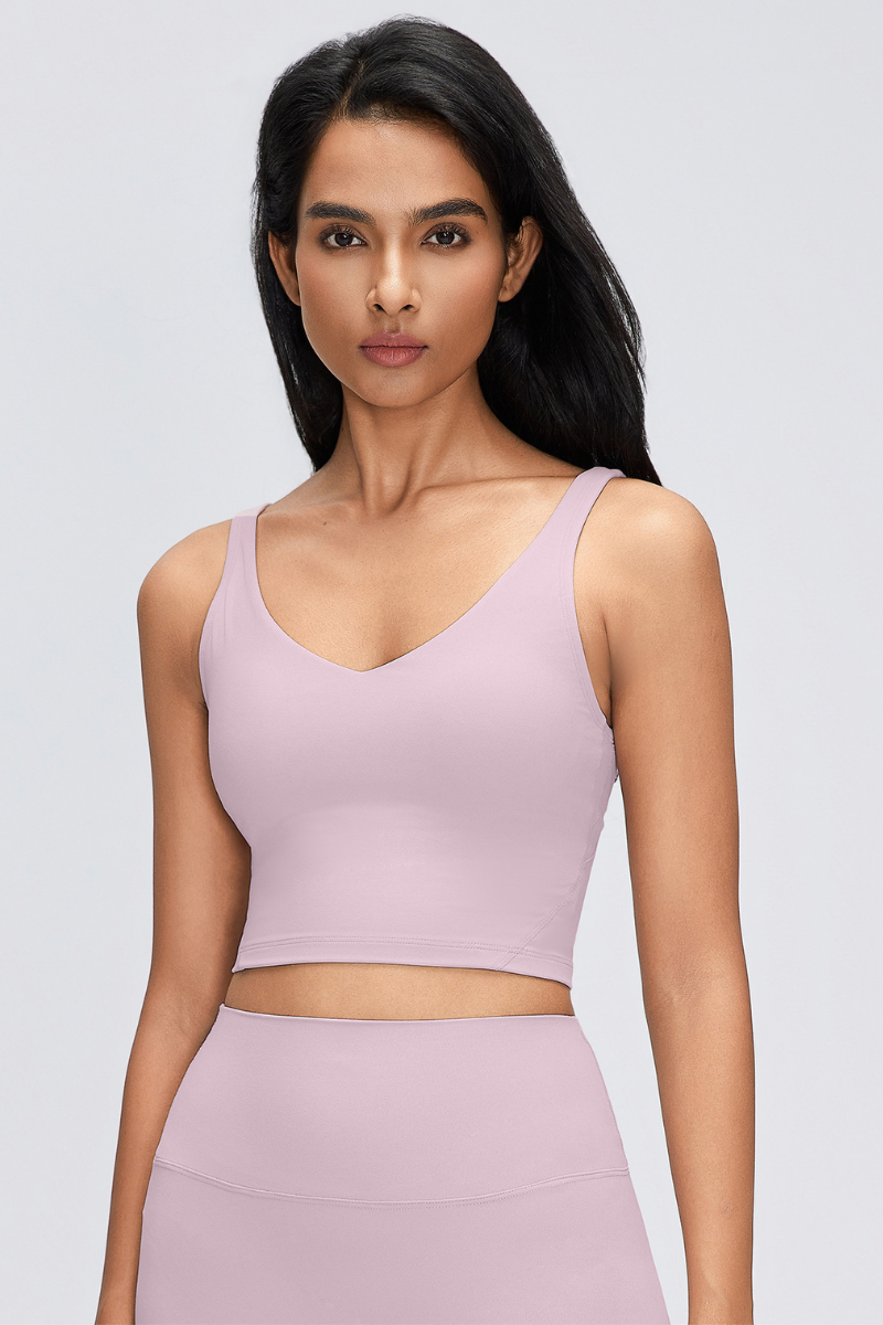 Women's Naked Feeling V Neck Padded Sports Yoga Bra