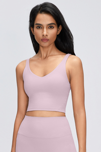 Women's Naked Feeling V Neck Padded Sports Yoga Bra