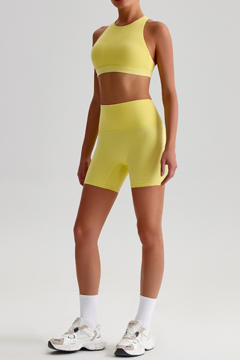 Women's Naked Feel  Mock Neck Bra & Biker Shorts 2-Piece Set