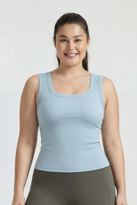 Plus Size Women's U Neck Wide Strap Fitted Yoga Tank Top