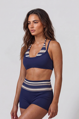 Women's Vintage Fake Two Piece Halter Bra& Short Yoga Sets