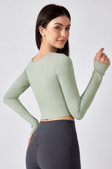 Women's Athletic Fixed Cup Longsleeve Crop Top