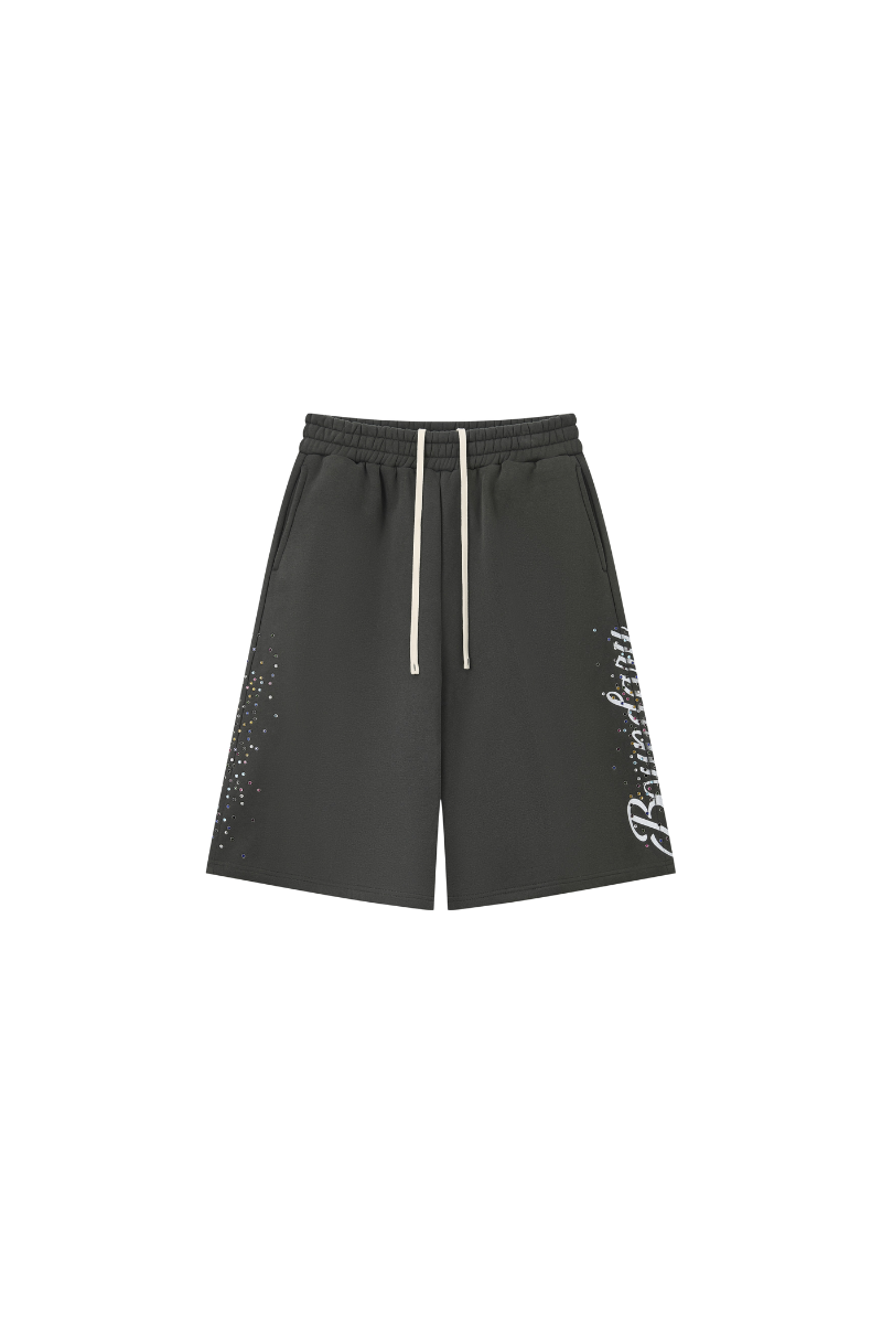 Men's Streetwear Print Rhinestone Loose Casual Five Inch Short