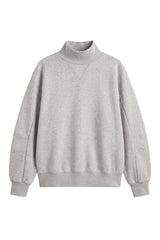 Women's Fall Solid Fleece Loose Mock Neck Sweatshirt