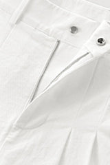 Women High-Waisted Wide-Leg Pleated Trousers - British Twill Cotton