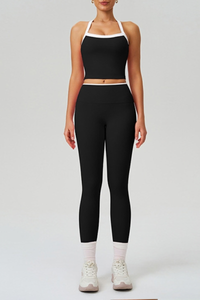 Women's Color Block Tank Top And Leggings Yoga Workout Set
