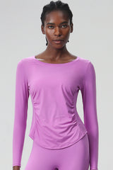 Women Plus-Size Smooth Quick-Dry Sun Protection Loose Fit Training Long Sleeve Top