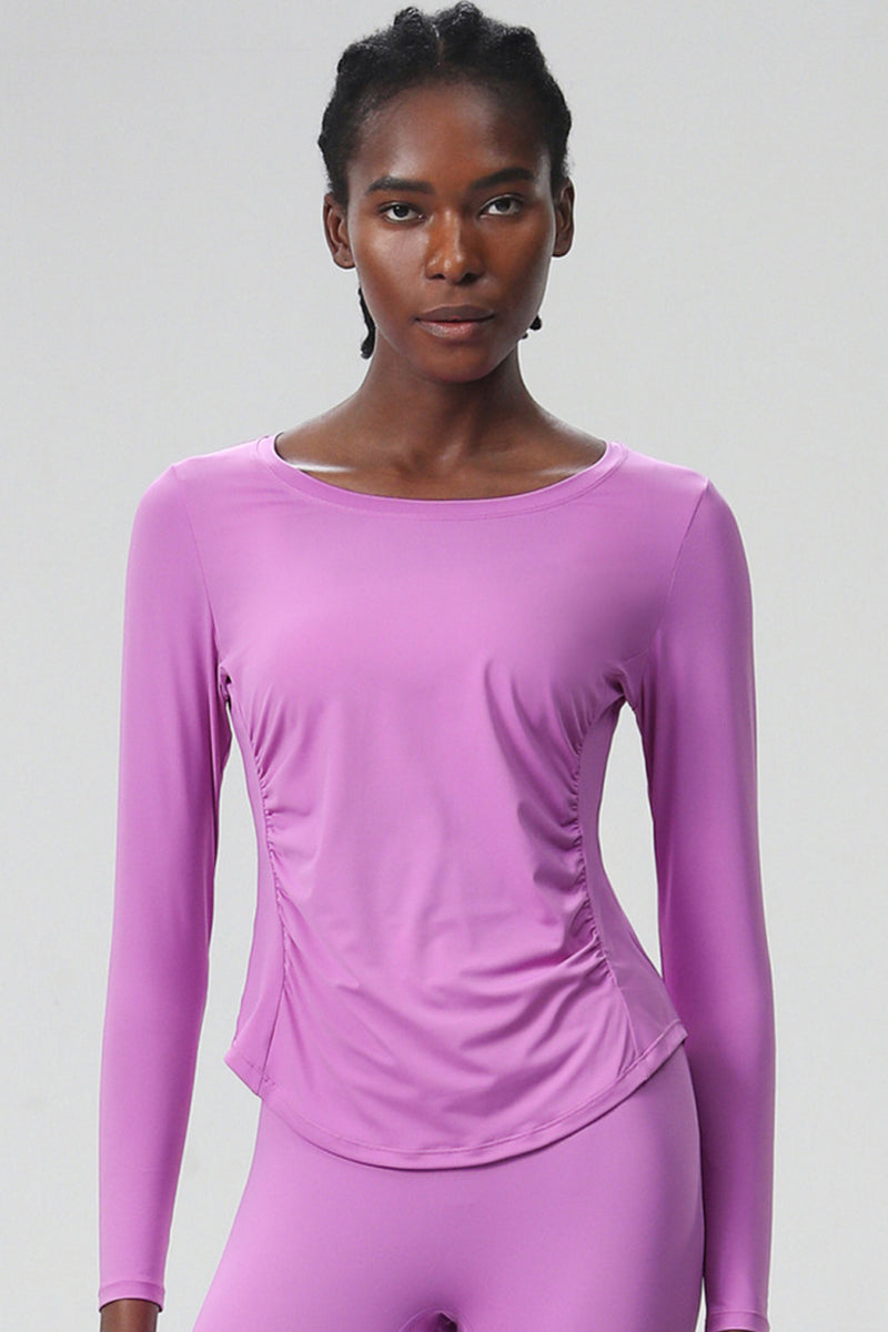 Women Plus-Size Smooth Quick-Dry Sun Protection Loose Fit Training Long Sleeve Top
