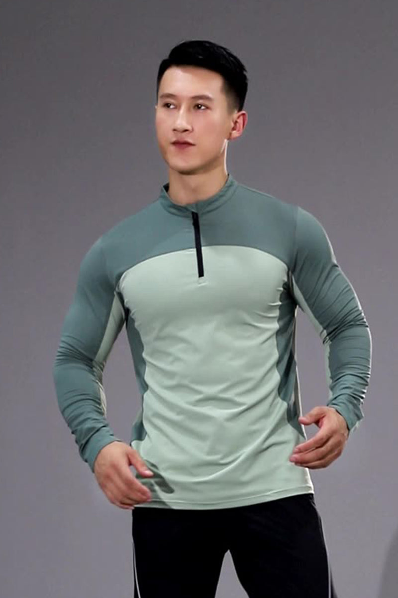 Men Quick-Dry Dragon-Scale Training Long Sleeve Top