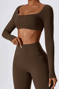 Women'S Square Neck Crop Long Sleeve Top