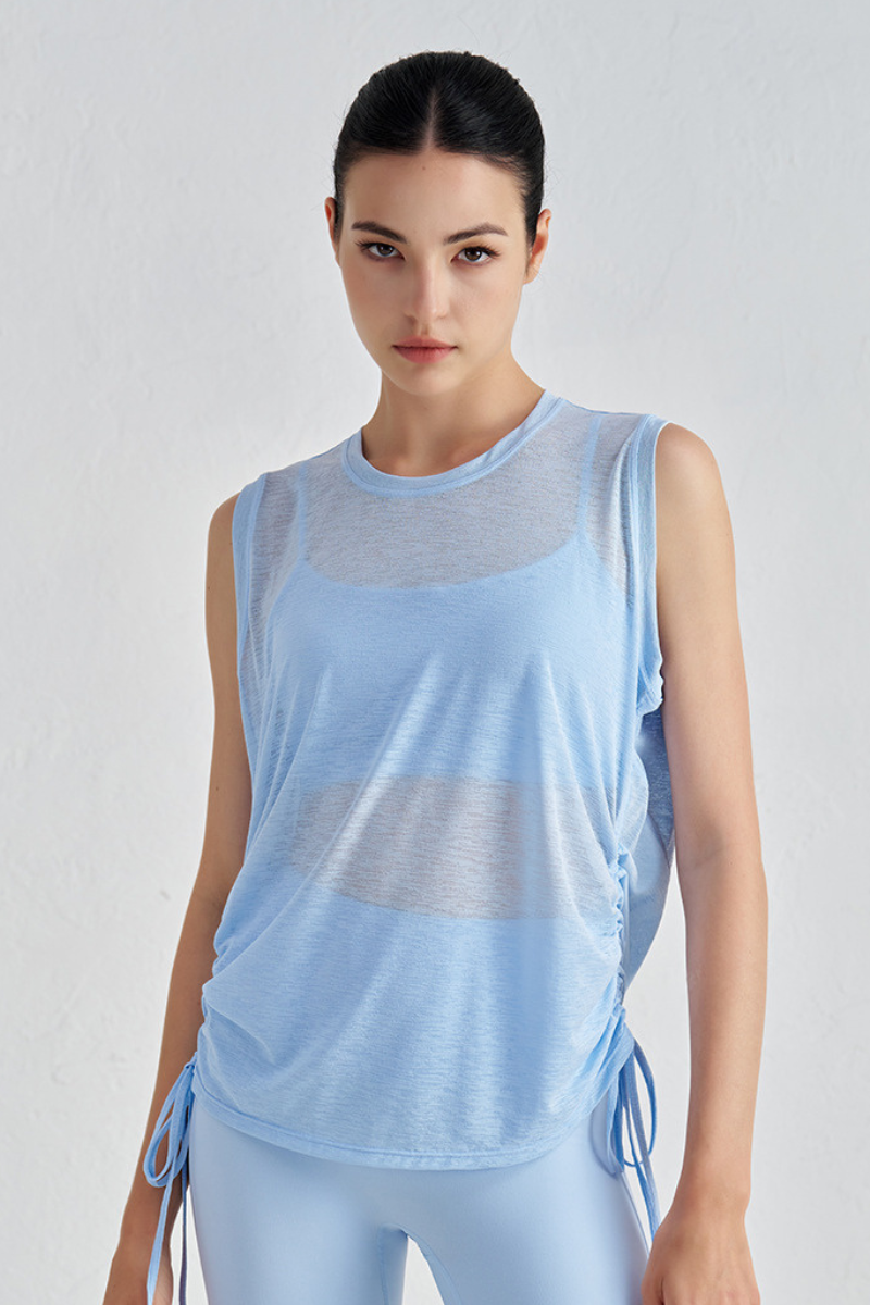 Women's Side Drawstring Sleeveless Breathable Tank Top