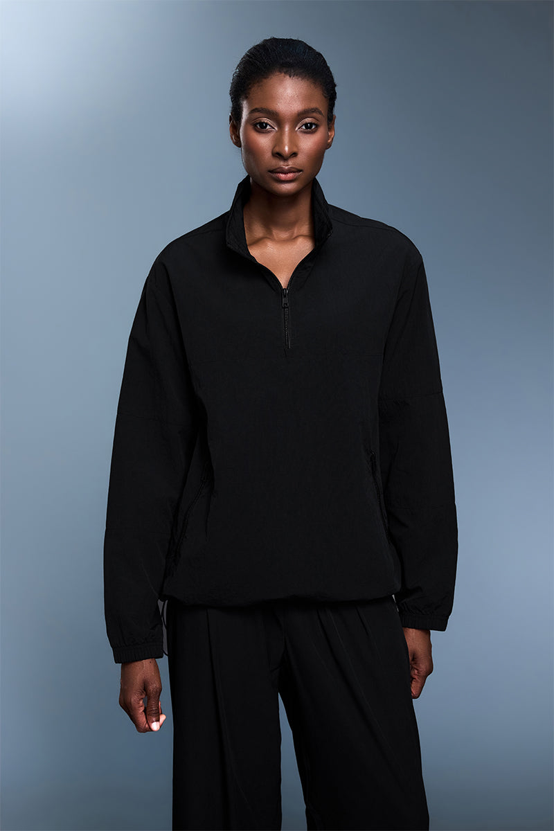Women Stand Collar Half Zip Windproof Lightweight Workout Long Sleeve Jacket