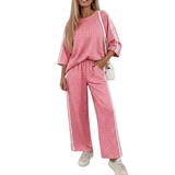Women's Fall Set:Leopard Print Pullover And Wide Leg Pants