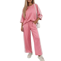 Women's Fall Set:Leopard Print Pullover And Wide Leg Pants