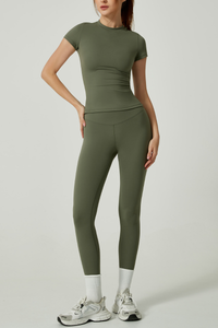 Women's Short Sleeve And Yoga Leggings Two-Piece Set