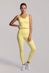 Women's Pilates Lace Trim Cropped Tank Top And Leggings Sets