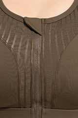 Plus Size Women's Mesh Panel Zip-Up Sports Bra