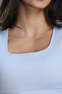 Women Square-Neck Built-in Bra Slim-Fit Workout Long Sleeves