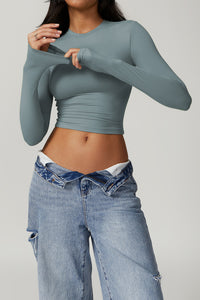 Women'S Sport Crop Top Long Sleeves
