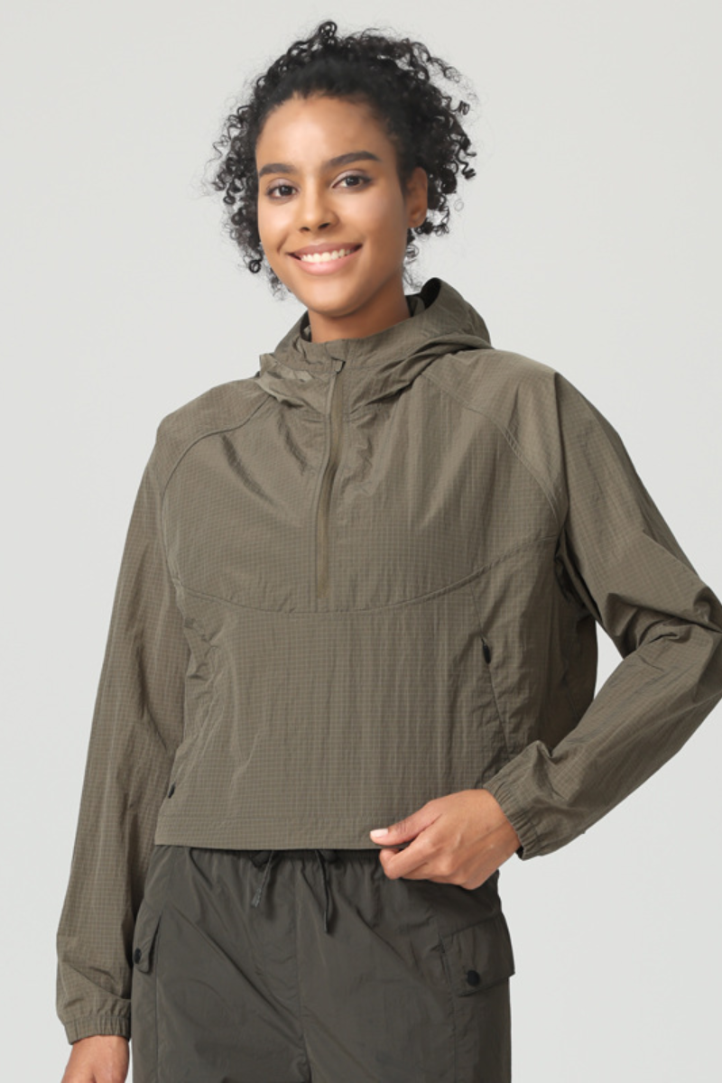 Women's Spring Lightweight Half Zipper Waterproof Hoodie