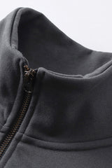 Men/Women Loop-Knit Stand Collar Zip-Up Hoodie
