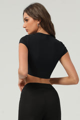 Women Slim Cropped Soft-Feel Yoga T-Shirt
