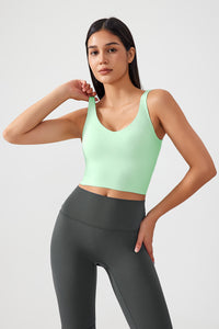 Women Fixed Bra Pads U-Back Nude Shape Fitness Yoga Exercise Vest