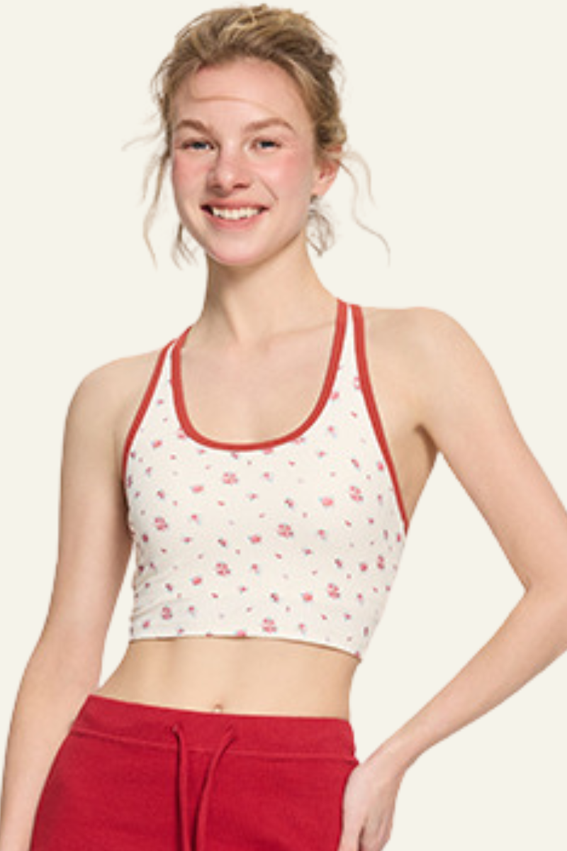 Women's Athletic Floral Print  Halterneck Tank Top