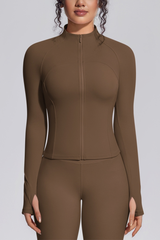 Women's Stand Collar Full Zip Slim Fit Workout Yoga Jacket