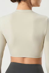 Women Slim-Fit Crop Naked-Feel Long Sleeve Yoga & Running Sportswear Top