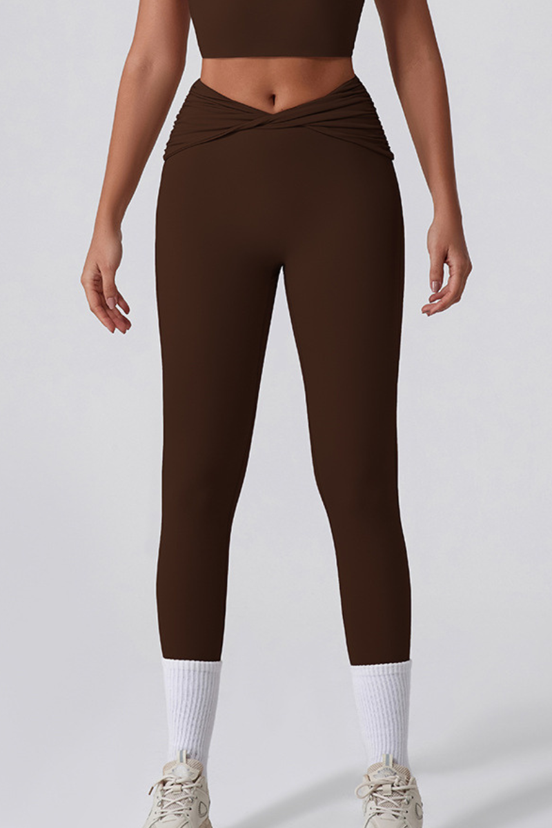 Women's Athletic Twist Cross Waist Yoga Leggings