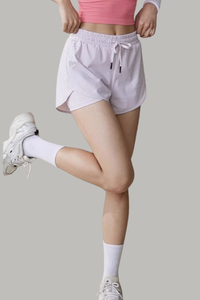 Women's Mid-Rise Drawstring Yoga Shorts - Anti-Chafe Athleti