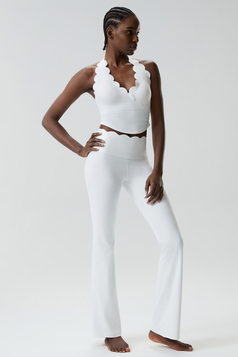 Women's Petal Yoga Athletic Set:Halter Tank Top & Flarepants