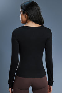 Women Modal Yoga Off Shoulder Long Sleeve Workout Top
