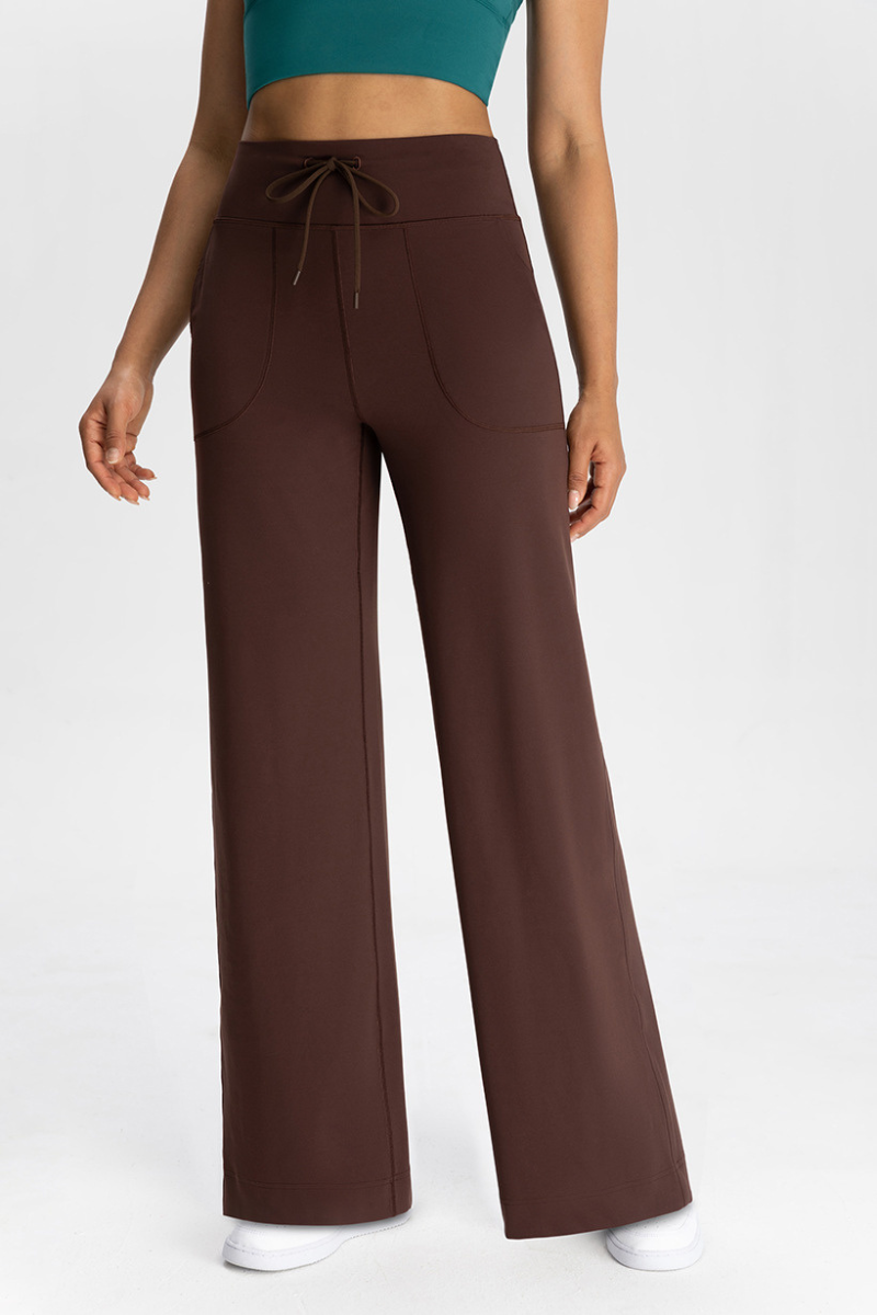 Slouchy drawstring athletic straight-leg pants