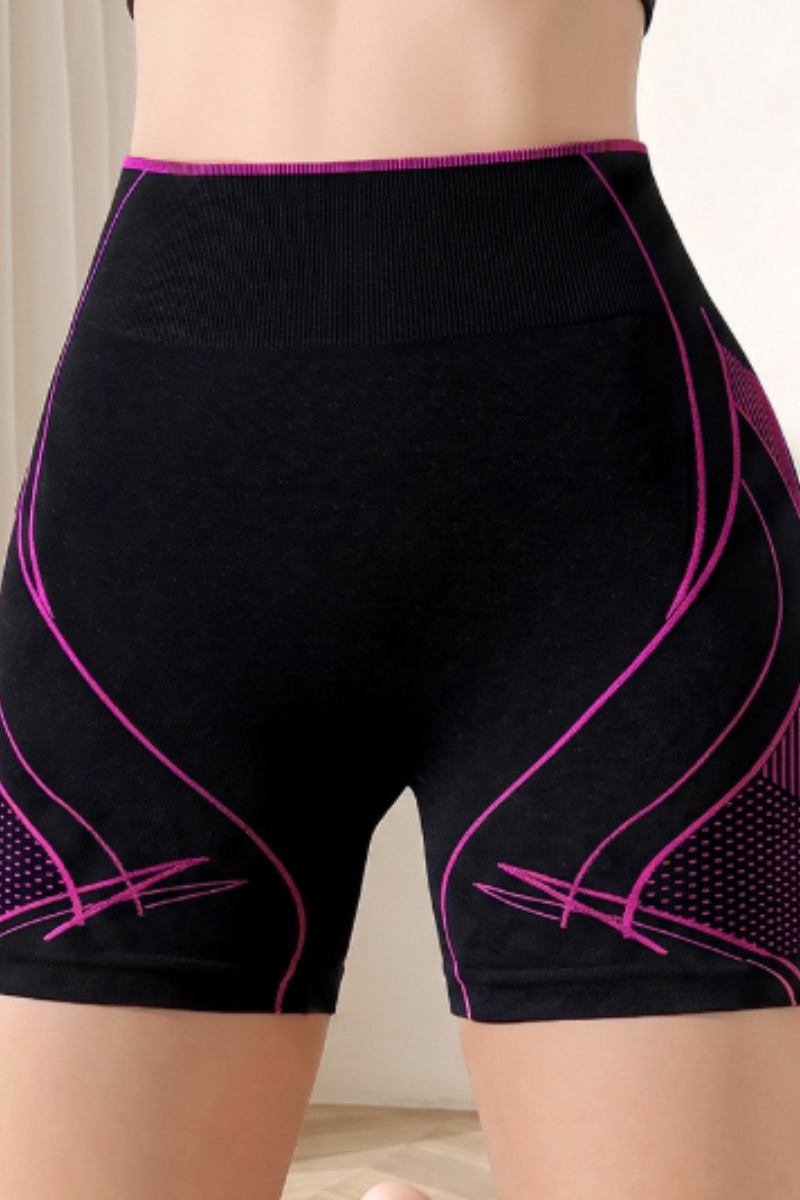 Women's Seamless Color-block Pleated Buttocks Lift Shorts
