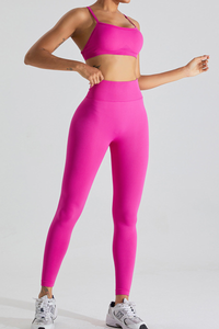 Women's Athletic Set:Cross Back Bra And High-Waist Leggings