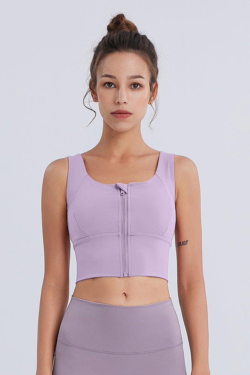 Women'S Front Zipper Sports Bra