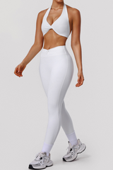 Women's Twist Halter Backless Bra And Legings Yoga Sport Sets