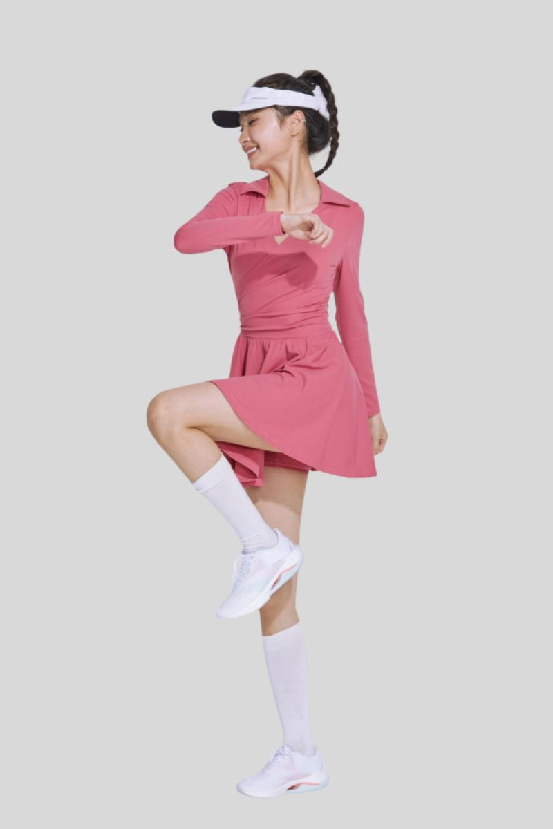 V-neck tennis sports skirt dance golf long sleeve dress