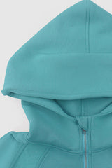 Women Contrast Trim Hooded Zip-Front Sport Jacket