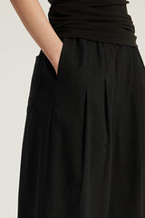 Women Cotton-Blend Relaxed High-Waist Wide-Leg Casual Pants