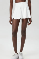 Women Scalloped Lycra Quick-Dry Anti-Peek A-Line Tennis Skirt