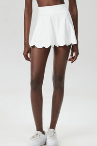 Women Scalloped Lycra Quick-Dry Anti-Peek A-Line Tennis Skirt