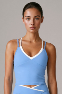 Women's Color Block Fake Two-Piece Sports Cami Tank Top