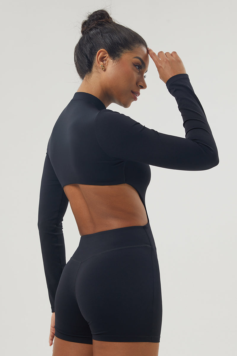 Women'S Front Half-Zip Long-Sleeved Sport Jumpsuit