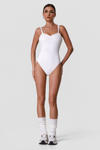 Women's Athletic V-Neck Ruched Double Strap Shaping Bodysuit