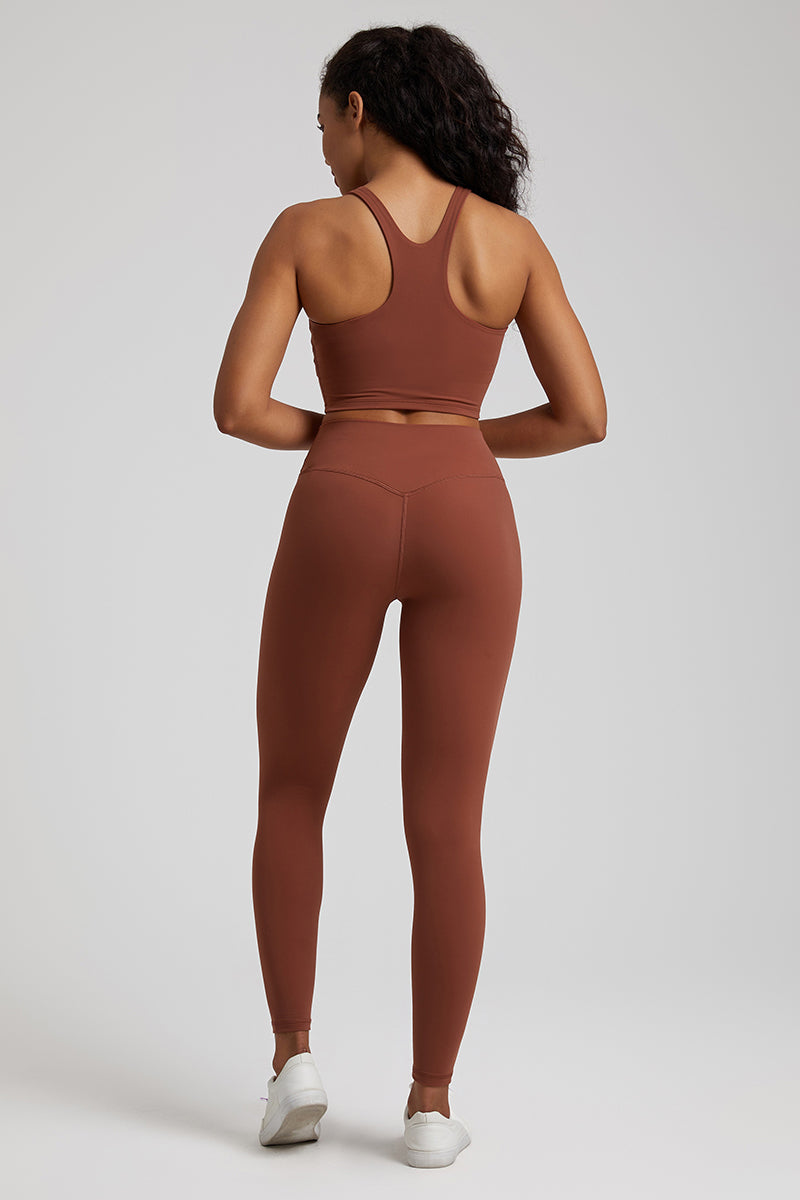 Bare Shoulder Blade Bra + Sports Leggings 2-Piece Set